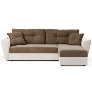 Угловой диван-кровать Амстердам коричнево-бежевый велюр