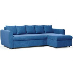 Угловой диван-кровать Мартин голубой велюр